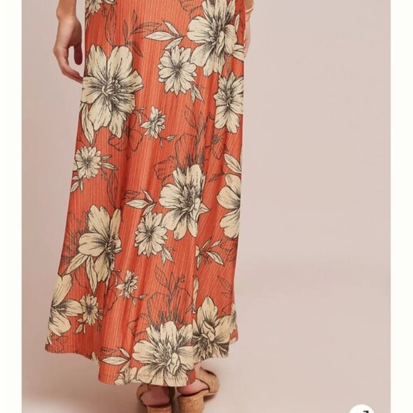 FARM Rio Anthropologie Cordelia orange floral maxi skirt small - Picture 5 of 10